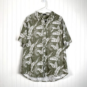 Coofandy Mens Linen Blend Button Down‎ Shirt Size Large Tropical Hawaiian NWT